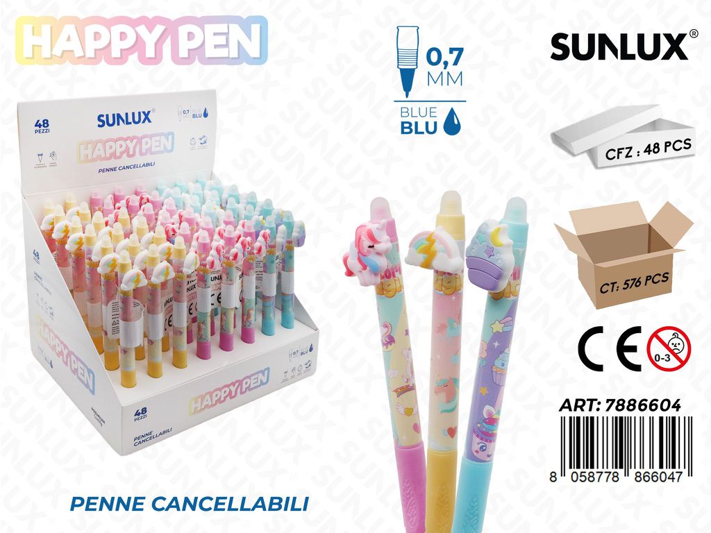 Happy Pen Cancell. Unicorn 0.7Mm Blu