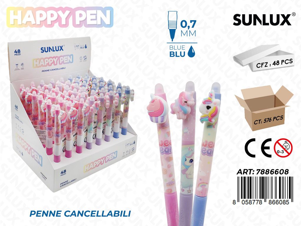 Happy Pen Cancell. Unicorn 0.7Mm Blu