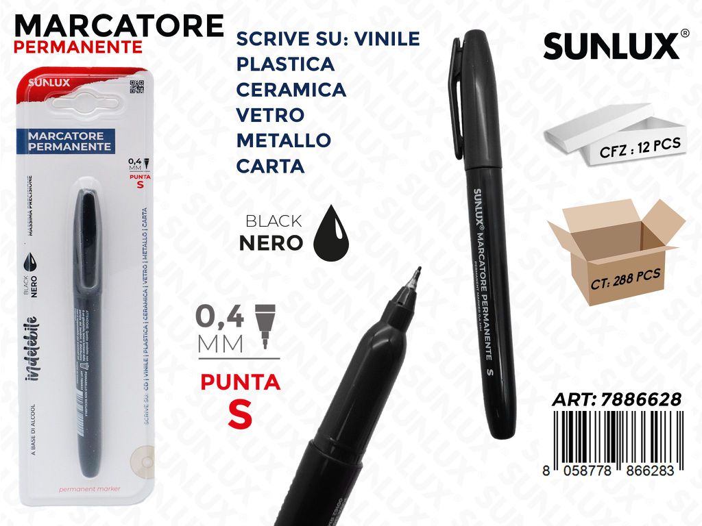Sunlux Marcatore Permanente Nero S 0.4MM
