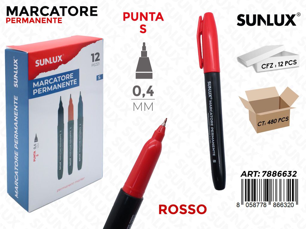 Sunlux Marcatore Perm. Rosso S 0.4MM