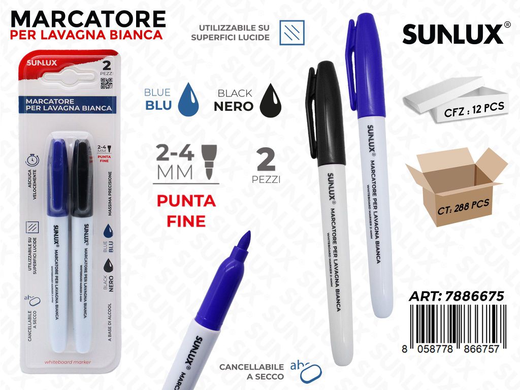 Sunlux Marcatore Lavagna 2PCS Ass. 2-4MM