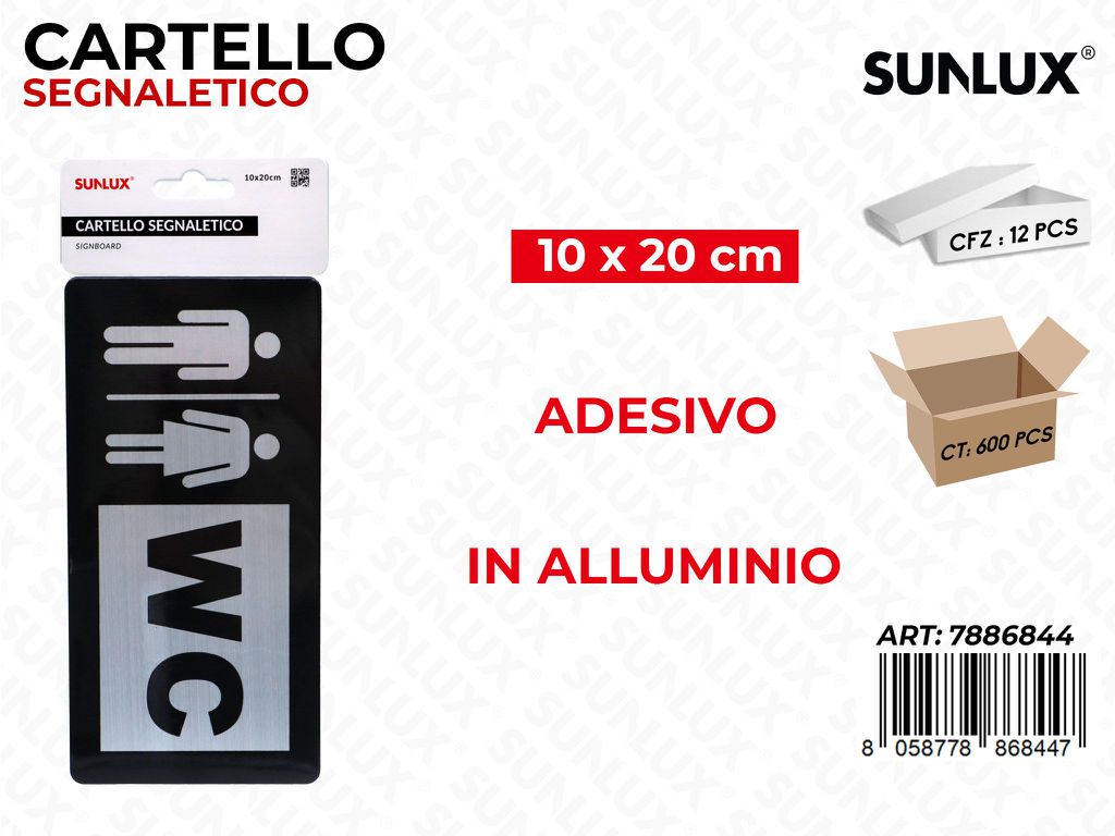 Sunlux Cartello Segnaletico Adv Pvc 10*20CM