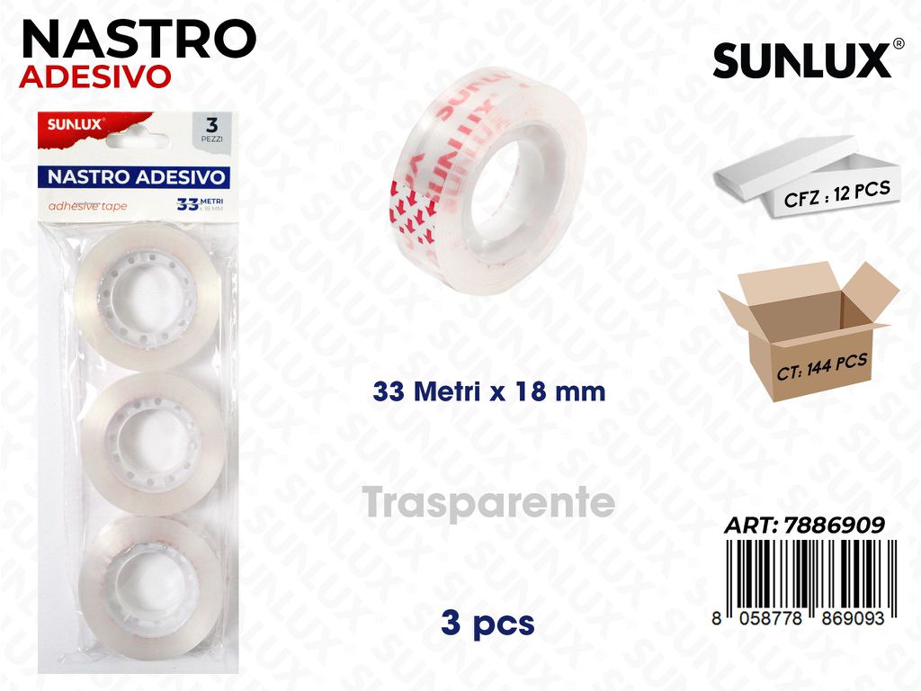 Sunlux Nastro Adv Trasp. 3PCS 33MT*18MM