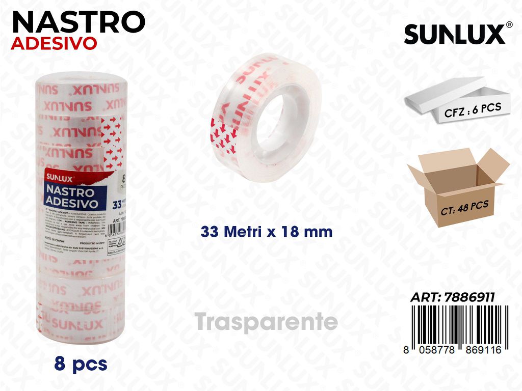 Sunlux Nastro Adv Trasp. 8PCS 33MT*18MM