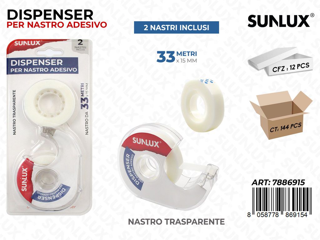 Sunlux Dispenser c/2NASTRI Adv Trasp. 33MT*15MM