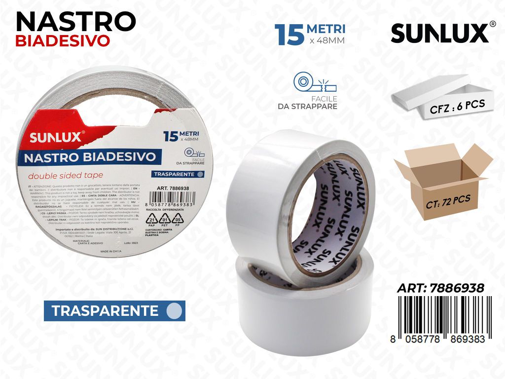 Sunlux Nastro Biadv Trasp. 48MM*15MT