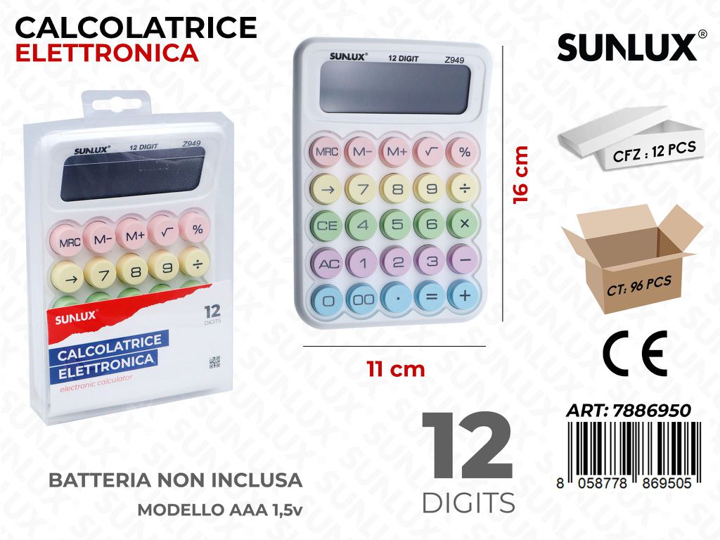 Sunlux Calcolatrice Elettr. 12FUNZ. 11*16CM