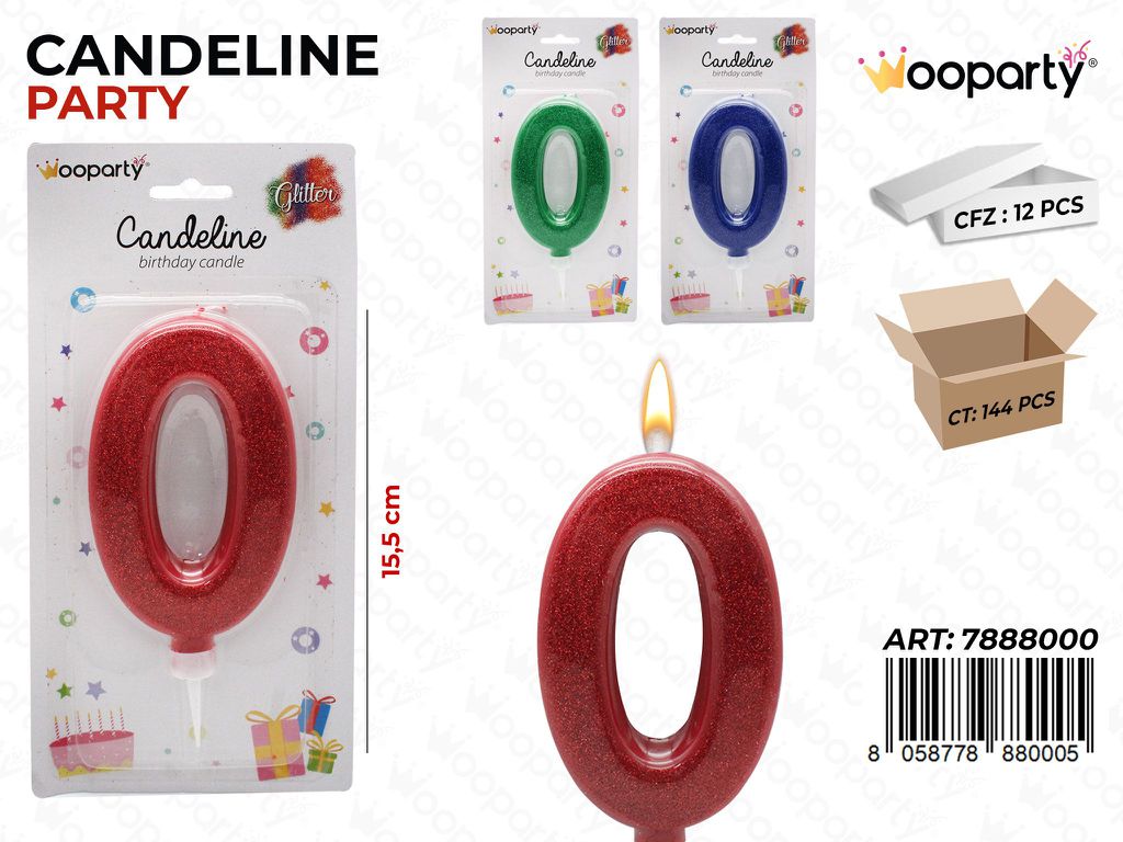 CANDELA GIGANTE GLITTER 15.5CM N.0 /PZ DA 12**