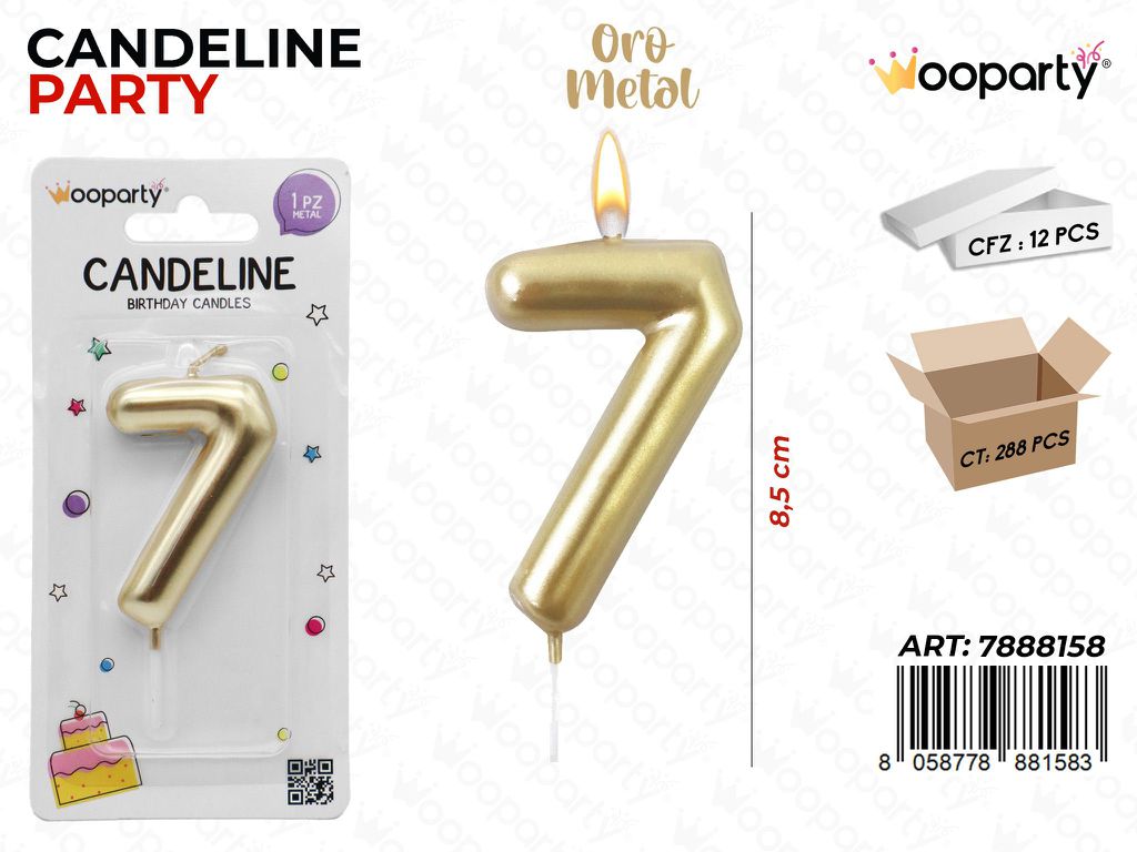 Candeline N.7 Col. Oro 9Cm