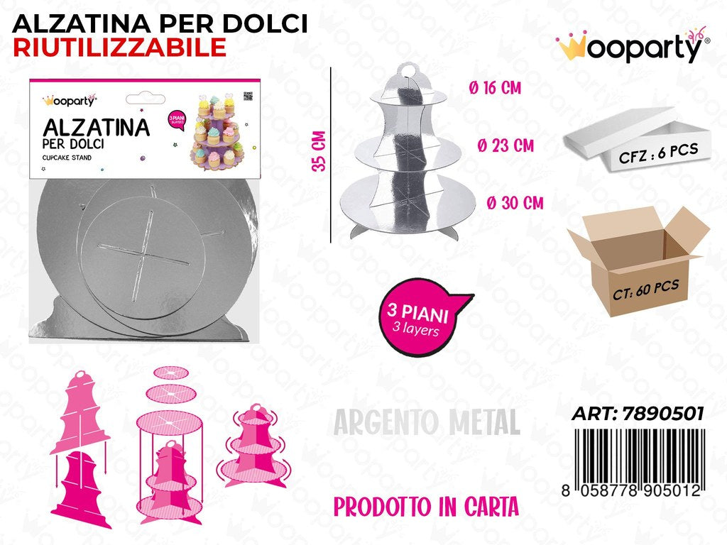 Alzatina per Dolci Arg. Metal 3PIANI 35CM