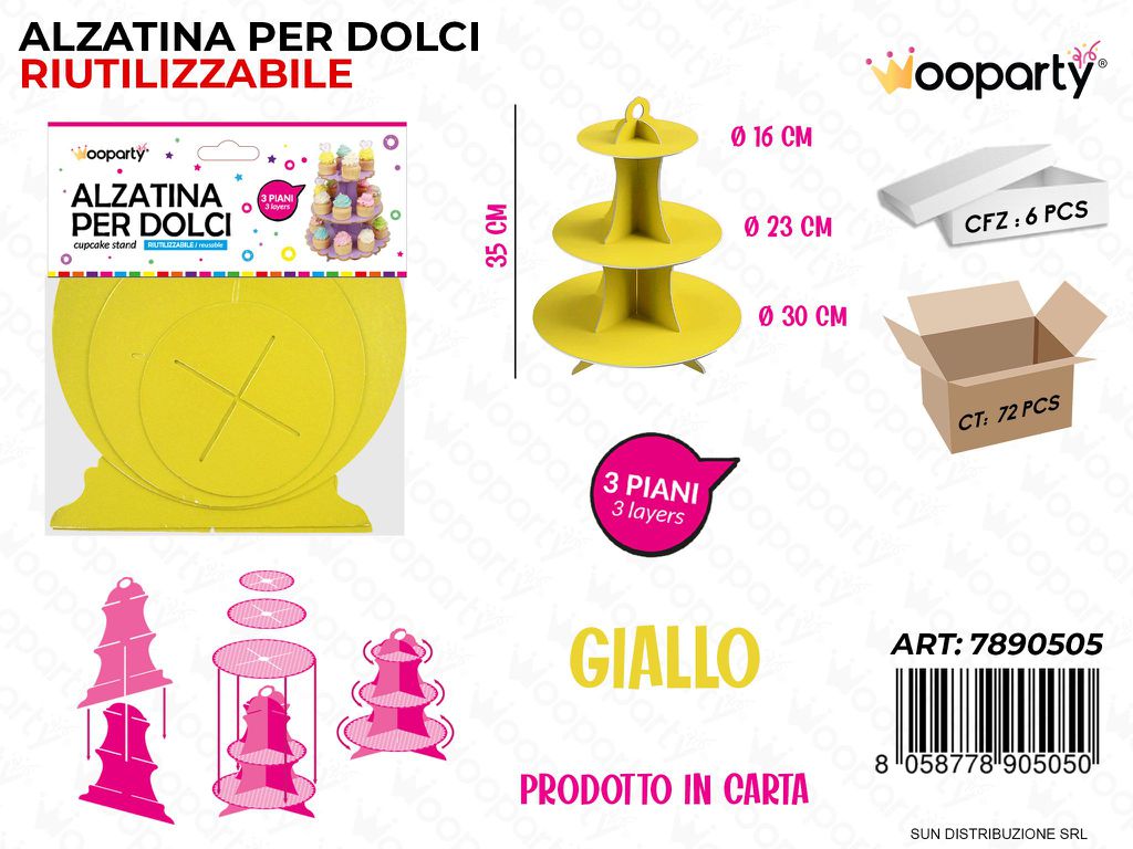 Alzatina per Dolci Giallo 3PIANI 35CM