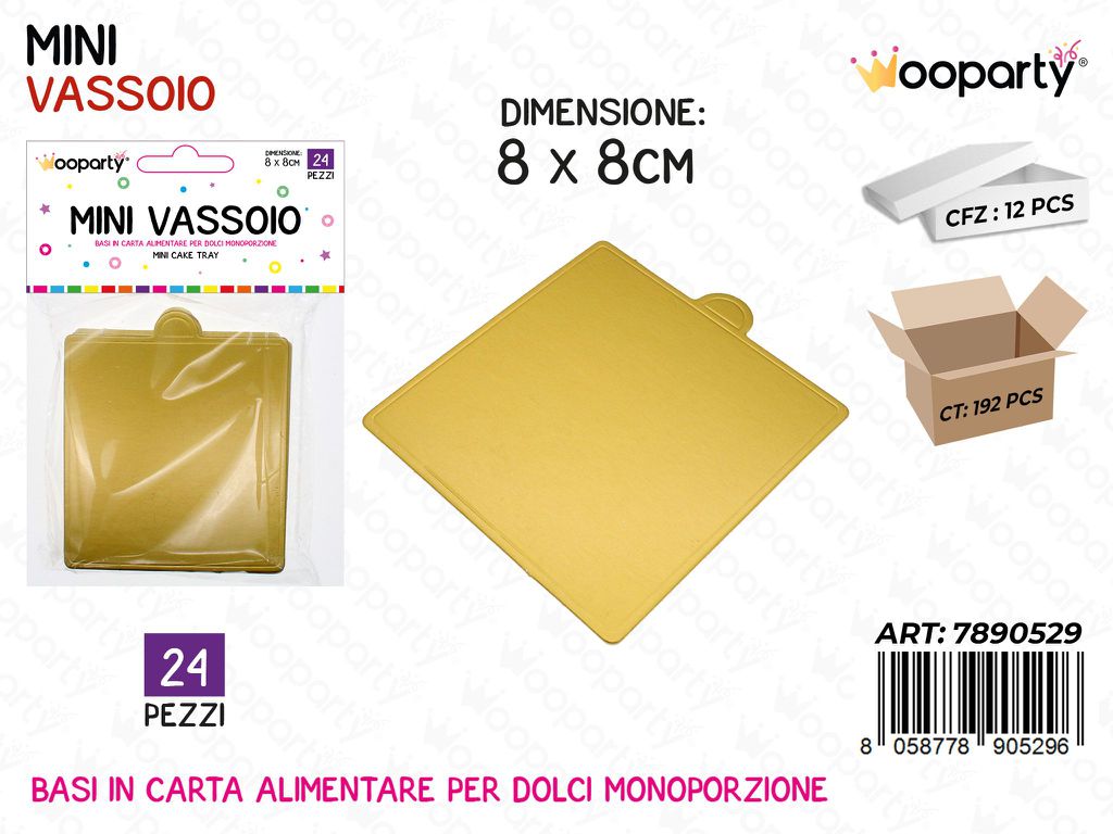 Wooparty Mini Vassoio Oro 24PCS 8*8CM