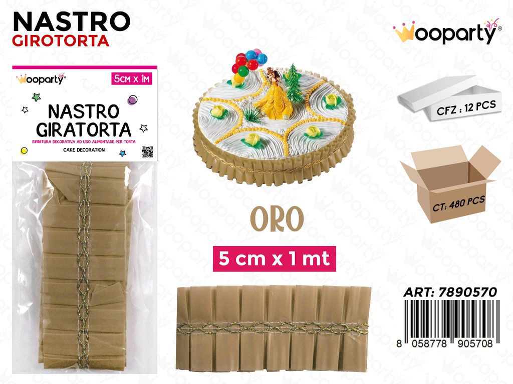 Dec. Nastro Giratorta Oro 5CM*1MT