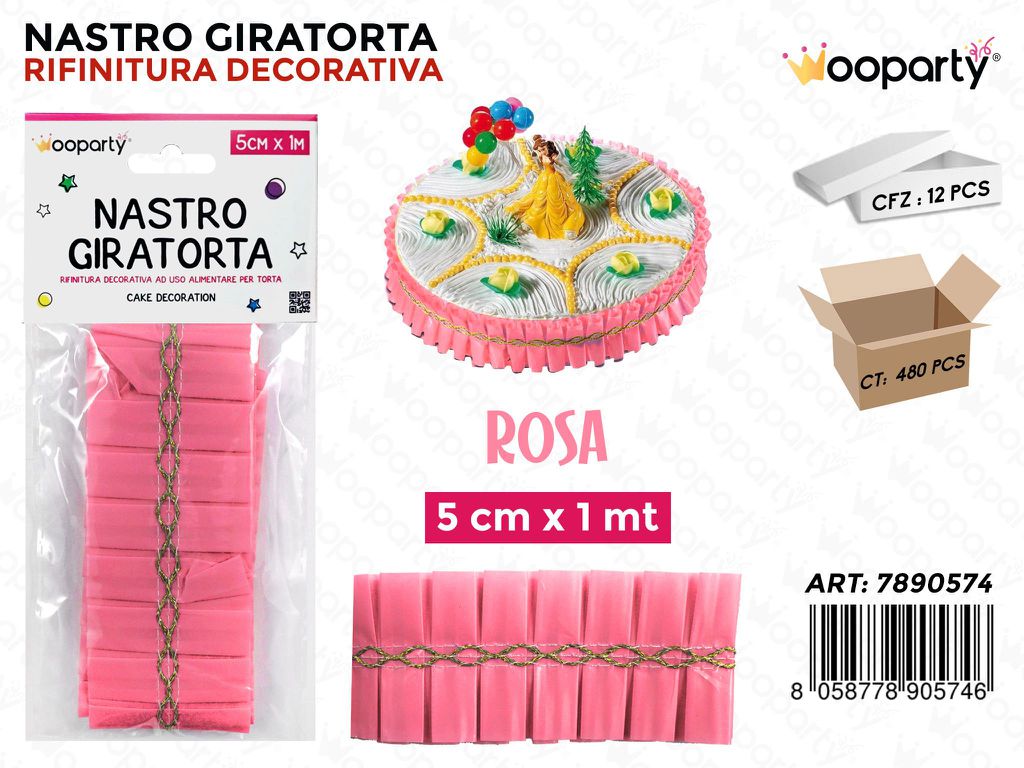 Dec. Nastro Giratorta Rosa 5CM*1MT