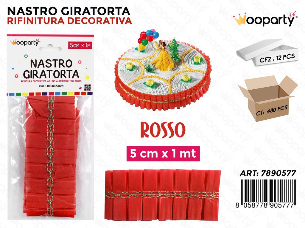 Dec. Nastro Giratorta Rosso 5CM*1MT