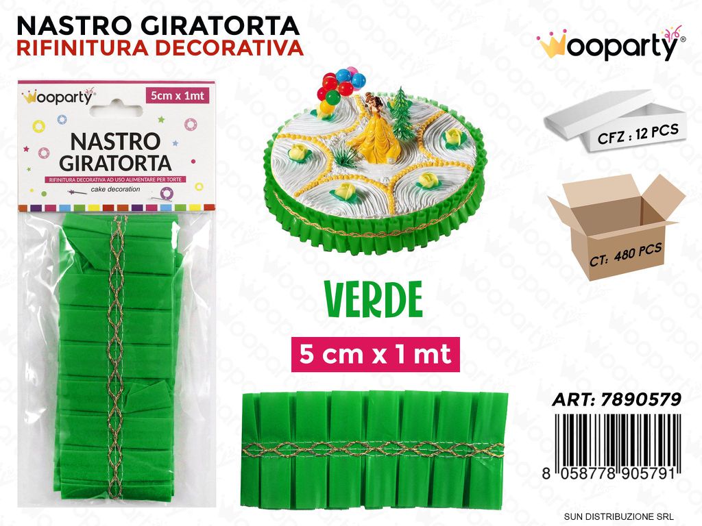 Dec. Nastro Giratorta Verde 5CM*1MT