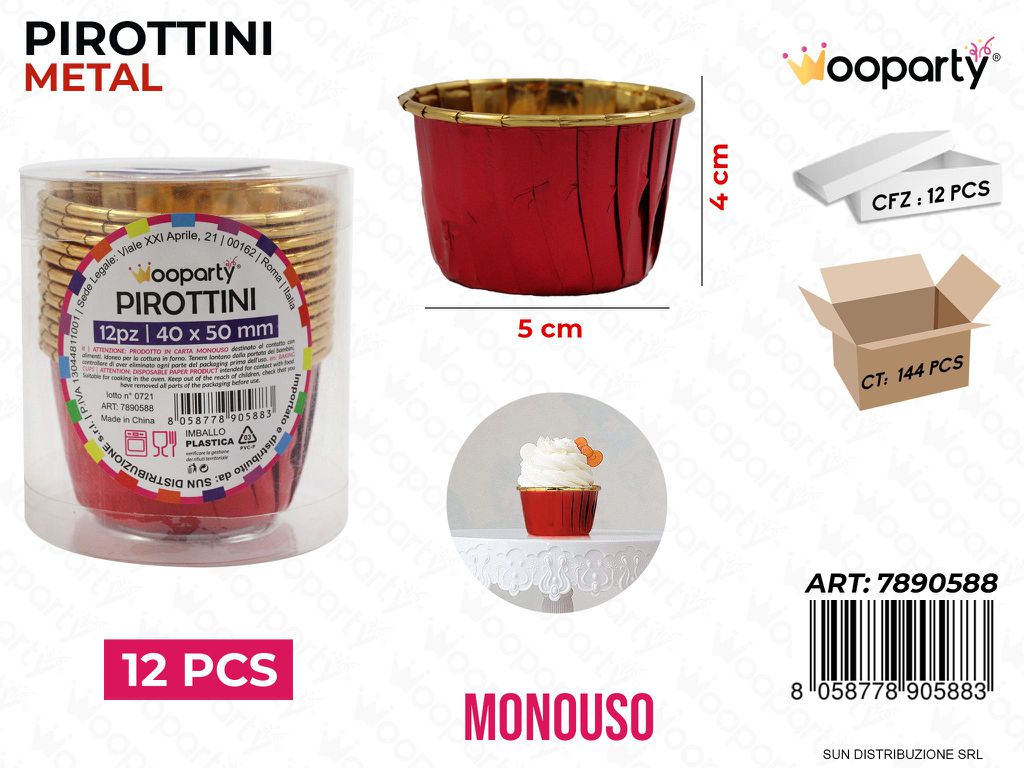 Pirottini Monouso ROSSO*ORO 5*4CM 12PCS