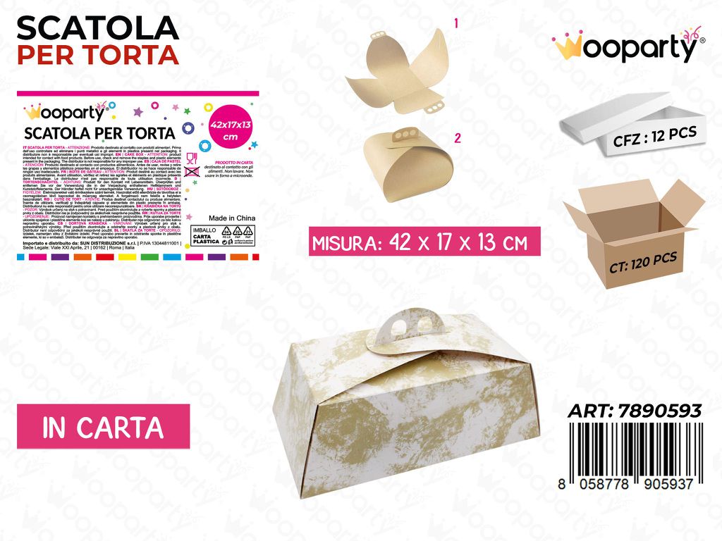 Wooparty Scatola per Torta 42*17*13CM