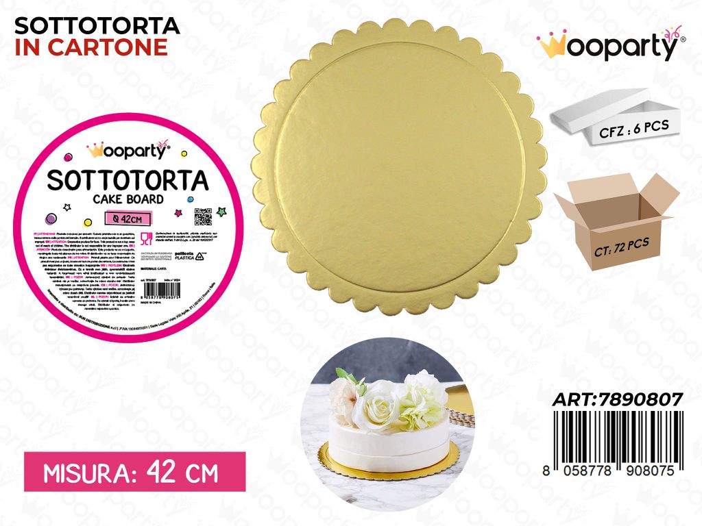 Wooparty Sotto Torta in Cartone Oro D.42CM
