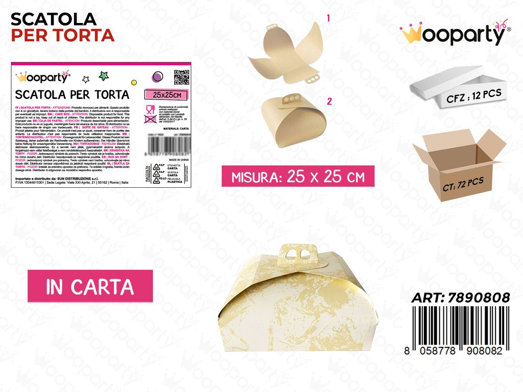 Scatola Porta Torta in Carta 25*25CM
