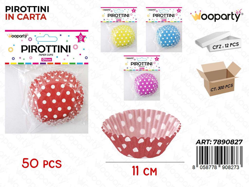 Pirottini A Pois Col. Ass. D.11Cm H.3Cm 50Pc
