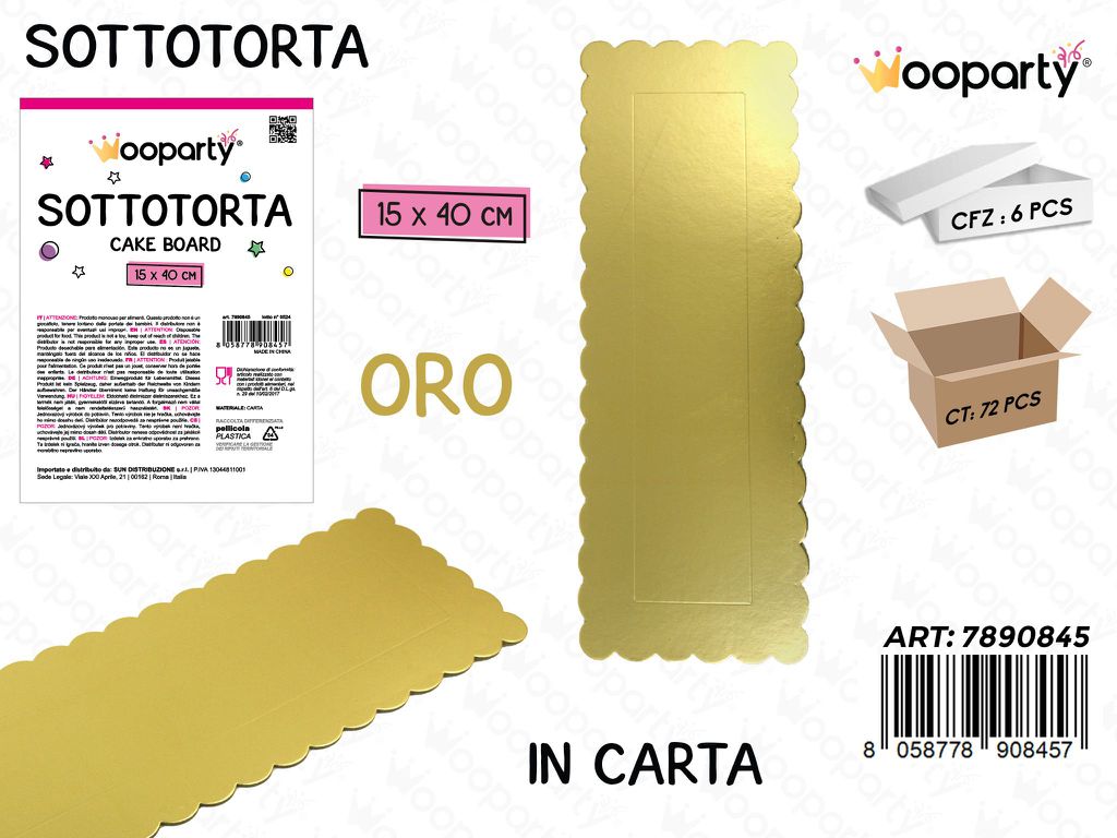 Wooparty Sottotorta in Carta Oro Rett. 15*40CM