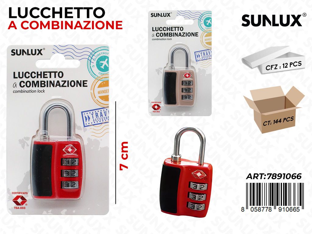 Sunlux Lucchetto a Combinazione 7CM Ass.