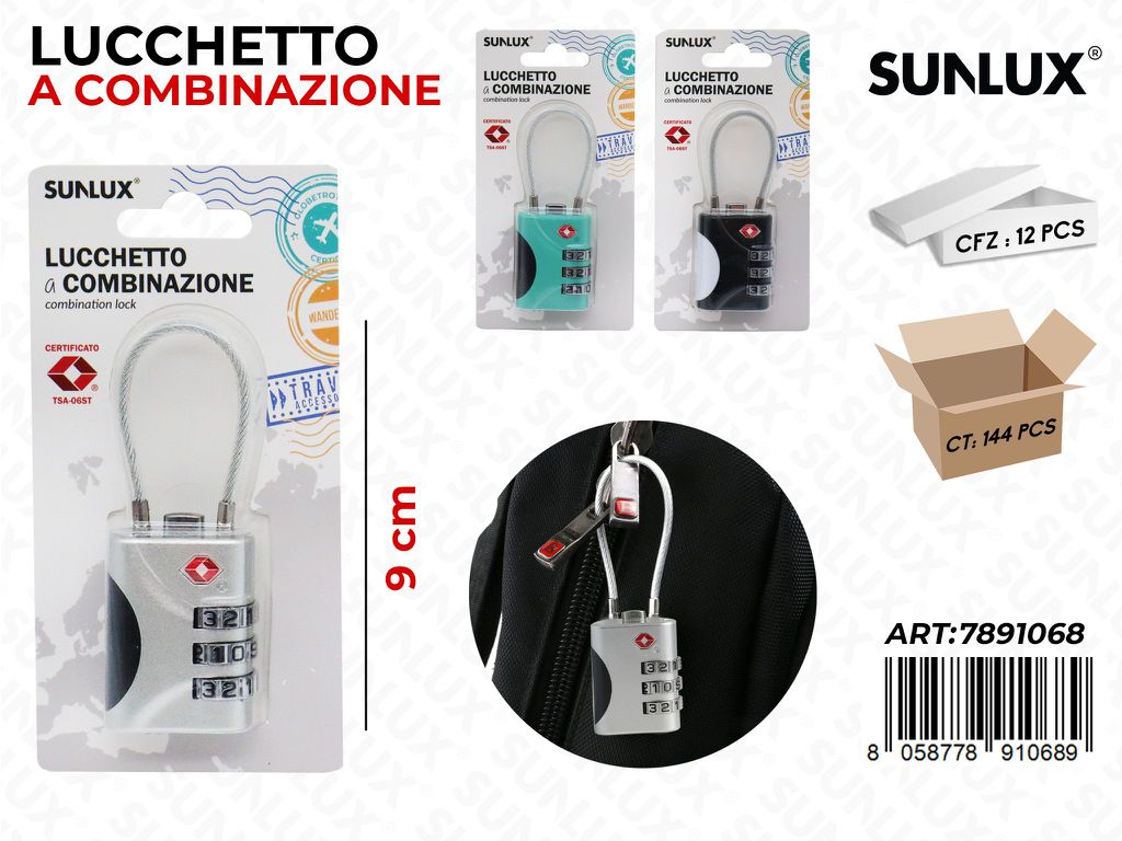 Sunlux Lucchetto a Combinazione 9CM Ass.