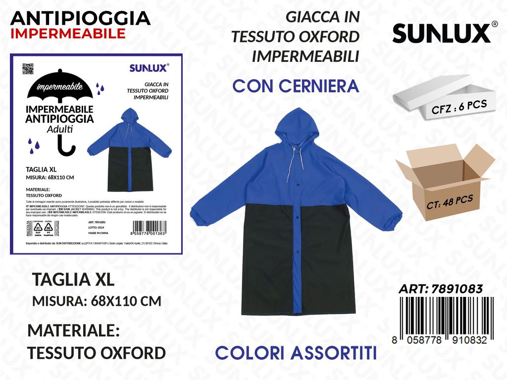Sunlux Imperm. Antipioggia Ass. Tg.xl 68*110CM
