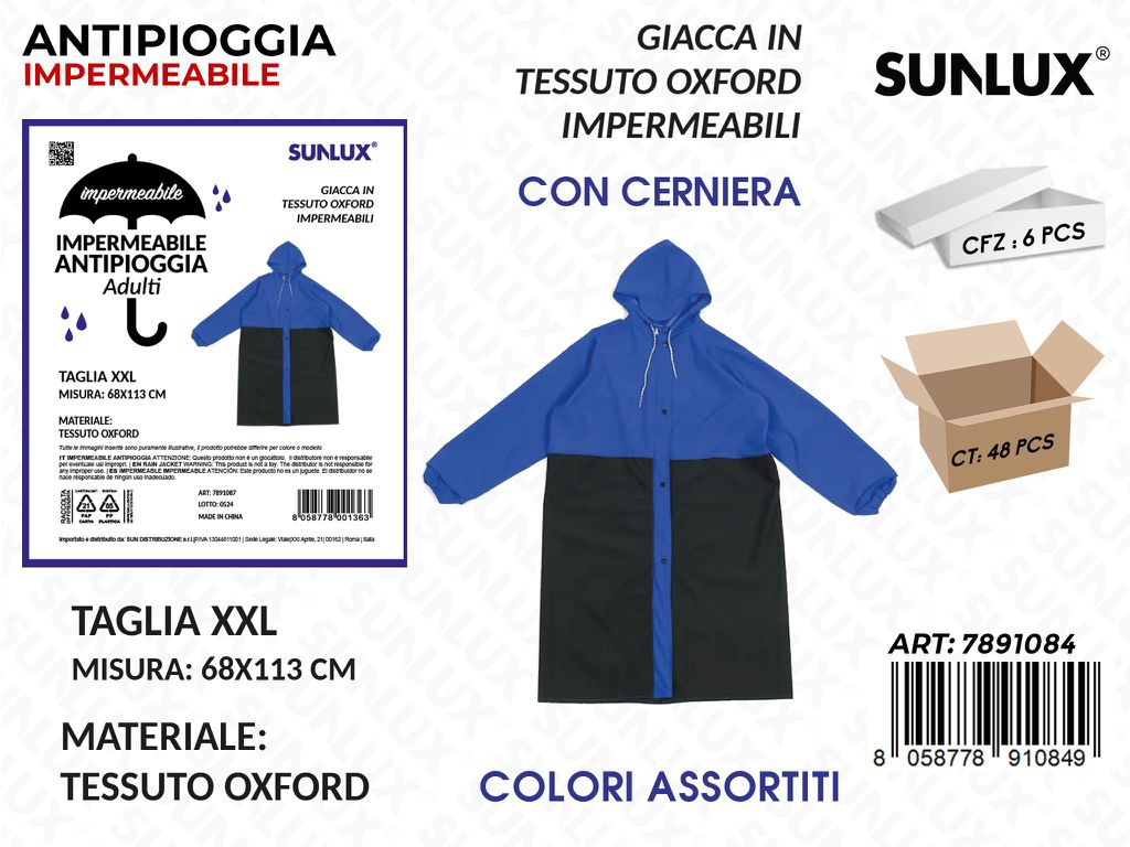 Sunlux Imperm. Antipioggia Ass. Tg.xxl 68*113CM