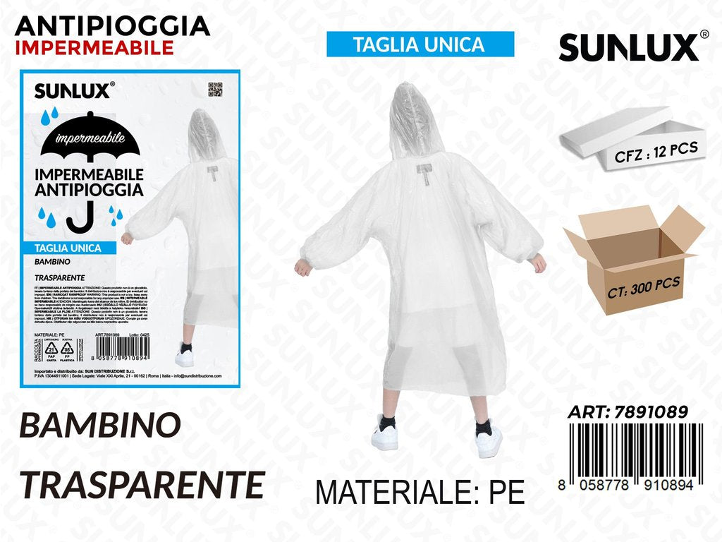 Sunlux Poncho Antipioggia Imperm. Bambino Tu