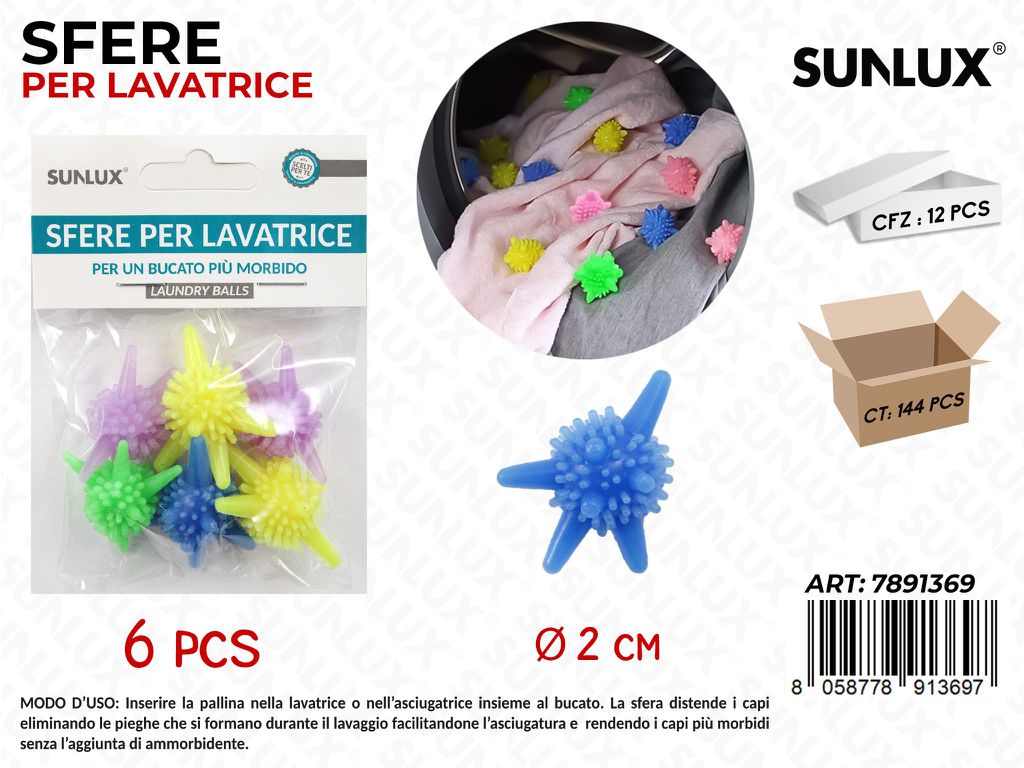 Sfere Lavatrice per Bucato 6PCS 2CM