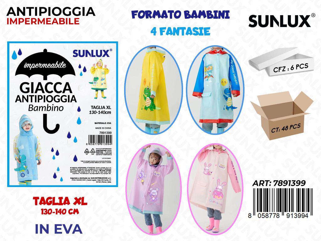 Sunlux Antipioggia Bambino Tg. Xl Ass. in Eva