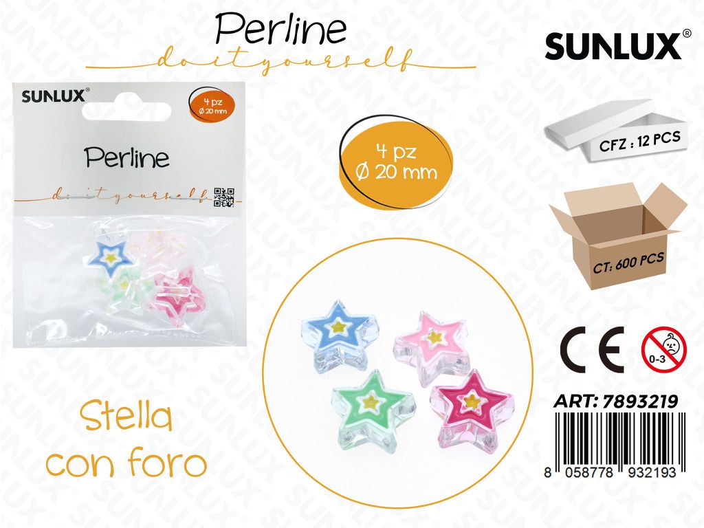 Sunlux Perline Forate Stella 4PCS D.20MM