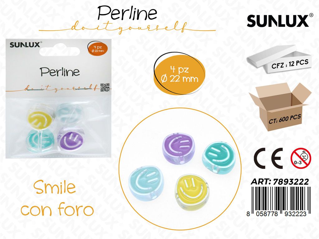 Sunlux Perline Forate Smile 4PCS D.22MM