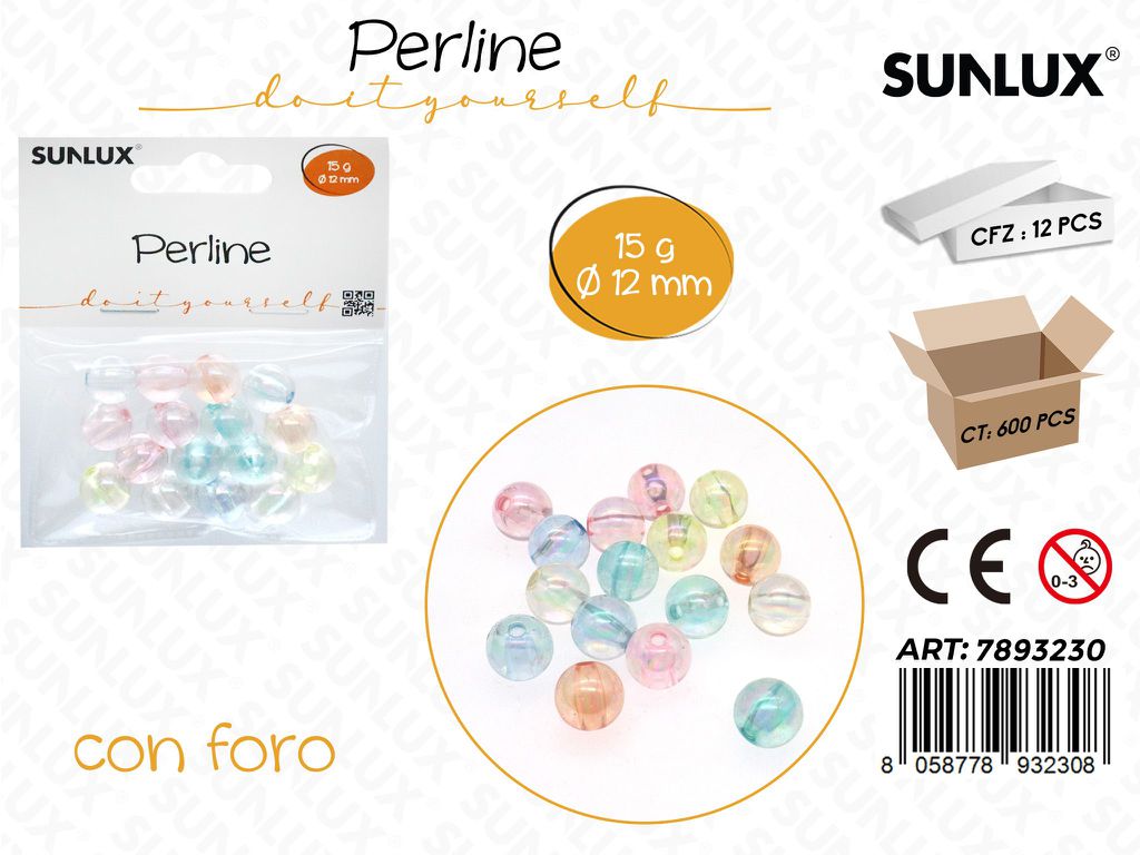 Sunlux Perline Forate Trasp. 15G D.12MM