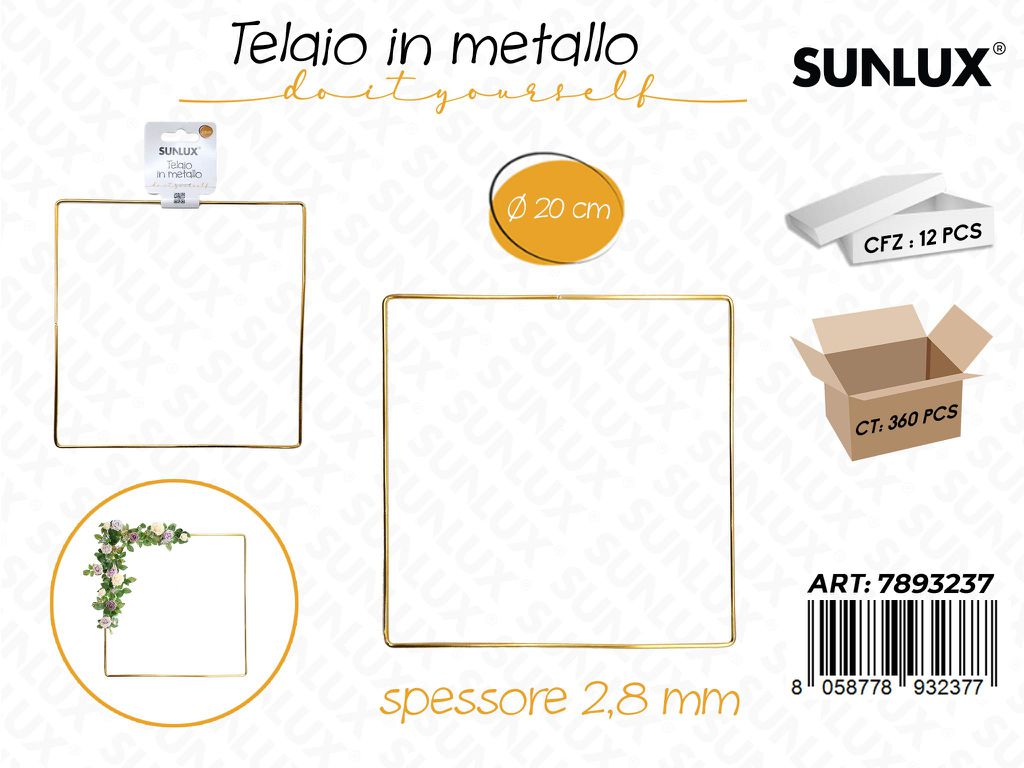 Sunlux Telaio Quadr. in Metallo 20CM*2.8MM