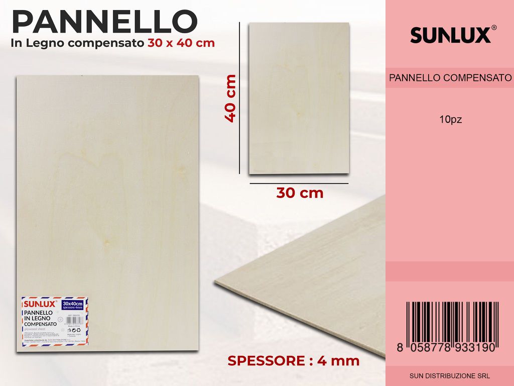 Pannello in Legno Compensato 30*40 Cm