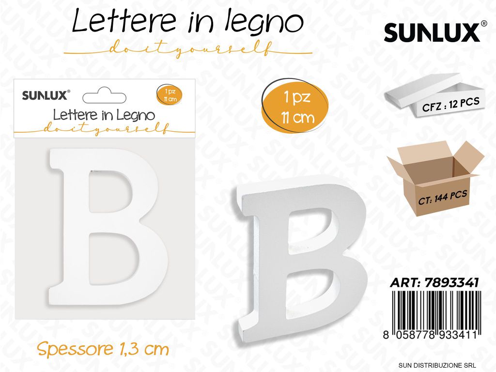 Lettera B in Legno 11*1.3CM
