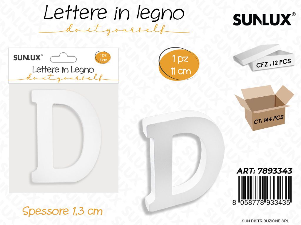 Lettera D in Legno 11*1.3CM
