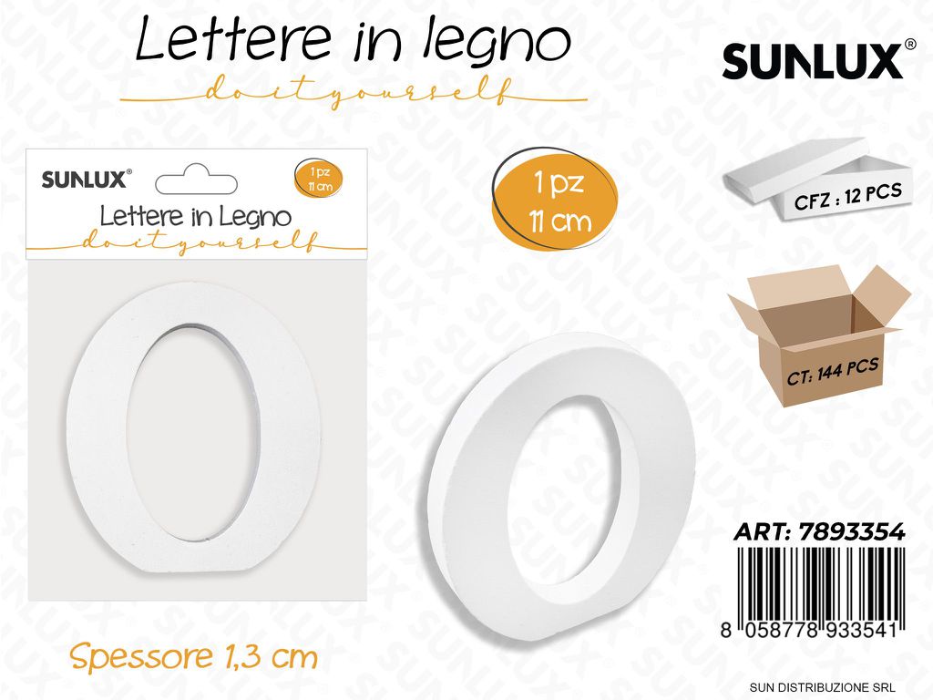 Lettera o in Legno 11*1.3CM