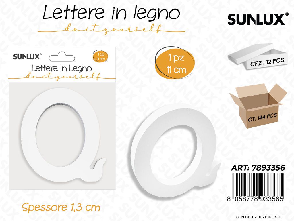Lettera Q in Legno 11*1.3CM