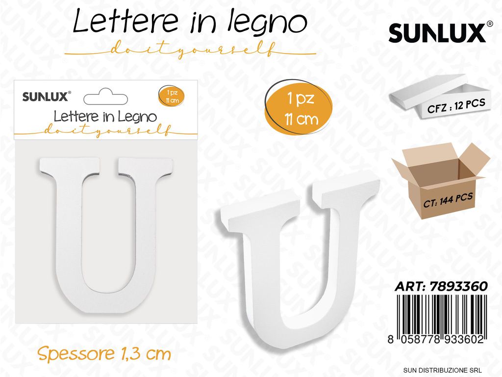 Lettera U in Legno 11*1.3CM