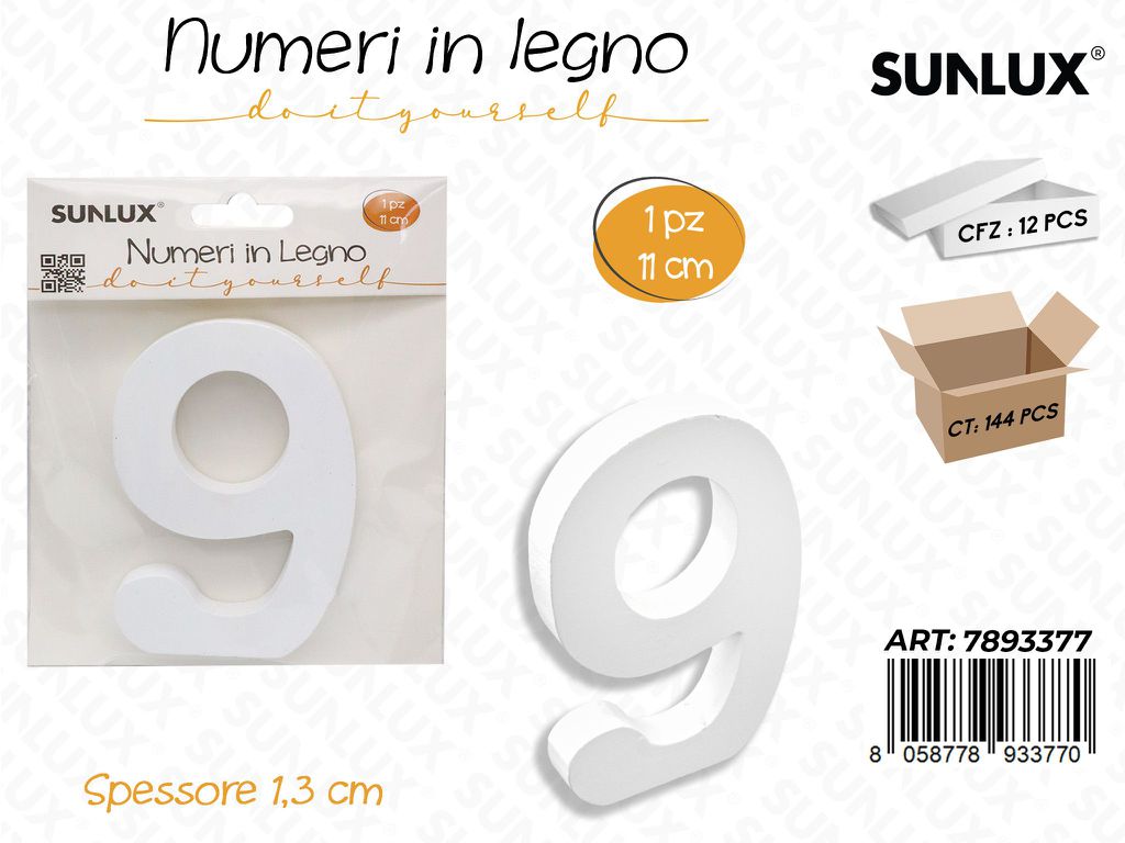 Numero 9 in Legno 11*1.3CM