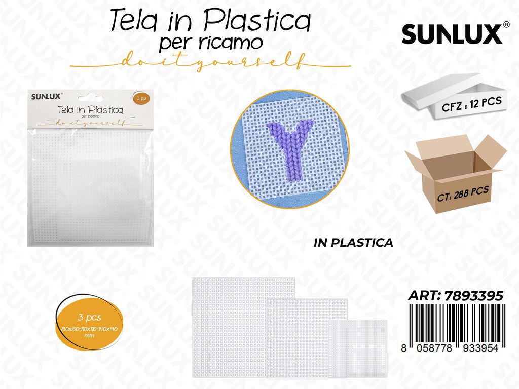 Sunlux Tela in Plast. per Ricamo 80-110*140MM 3PCS