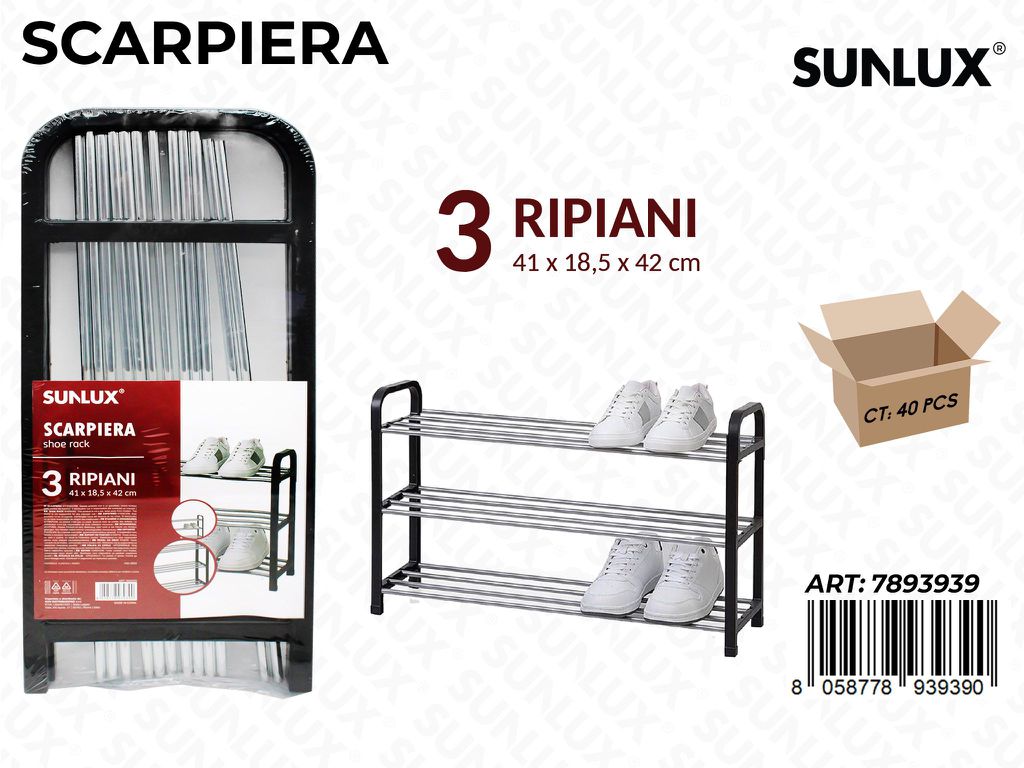 Sunlux Scarpiera 3RIPIANI in Ferro 41*18.5*42CM