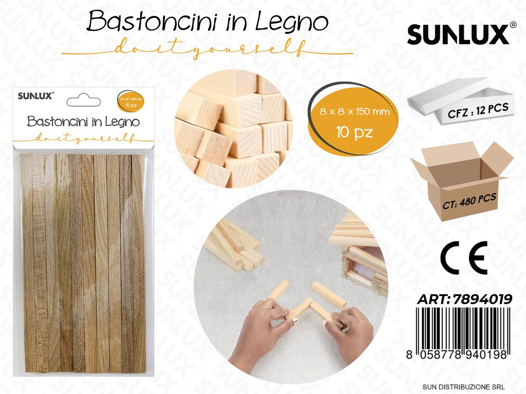 Bastoncini in Legno 10PCS 8*8*150MM
