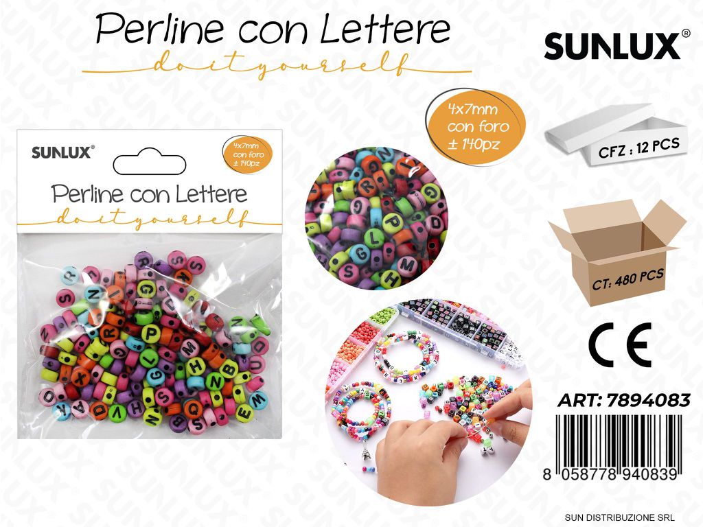 Perline con Lettere Forate Col. 4*7MM 140PCS