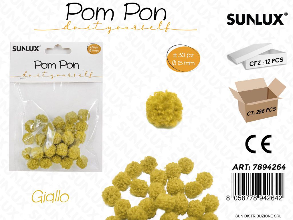 Pompon Giallo D.15MM-30PCS