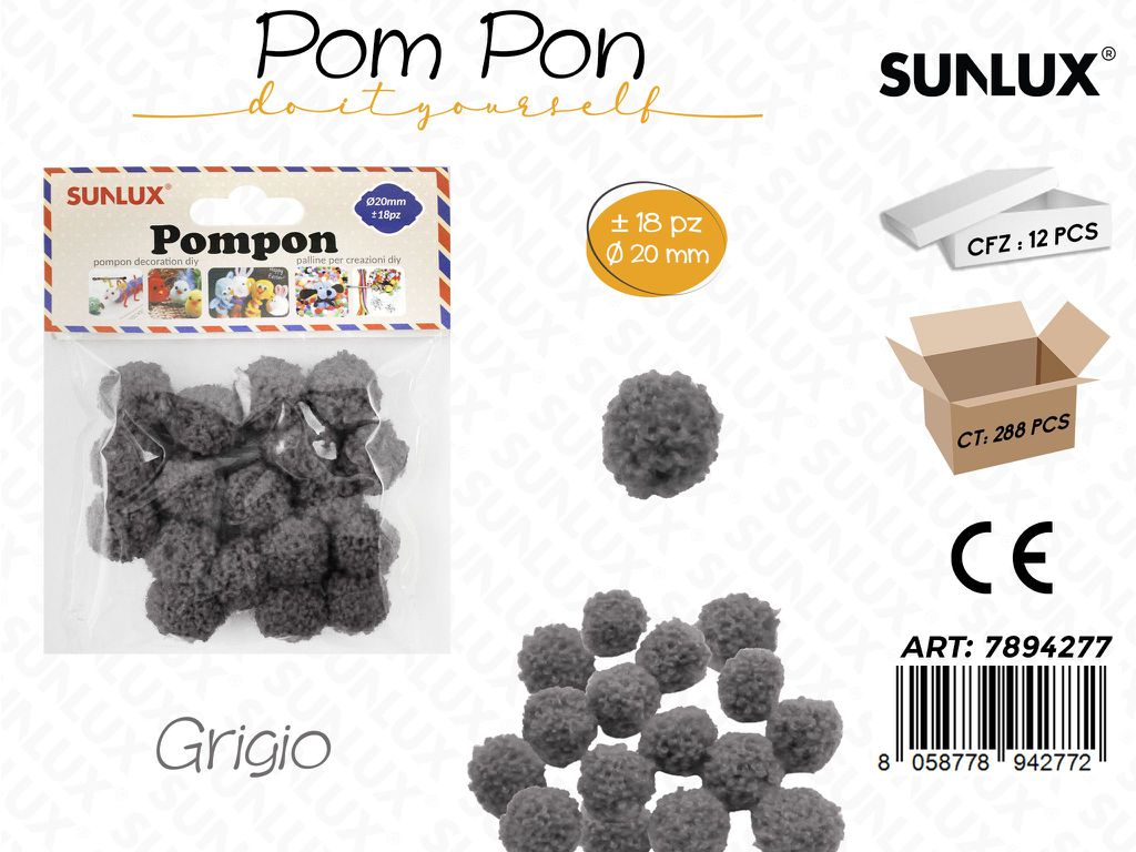 Pompon Grigio D.20MM -18PCS